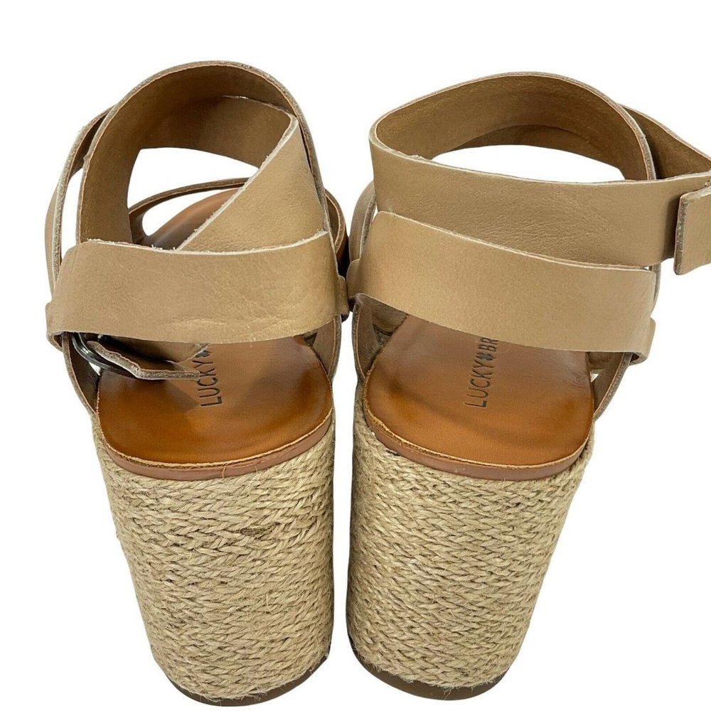 Lucky Brand Shoes Women’s Sz 9.5 Ginny Platform Espadrille Sandal Caramel New - Picture 5 of 10